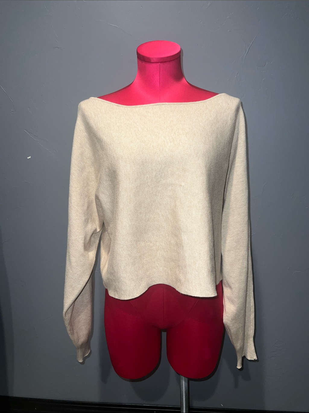 Cream/Tan Boatneck Cropped Sweater!